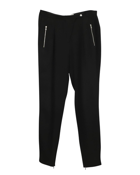 straight trousers with zip pocket in black viscose