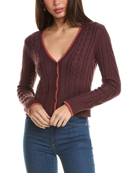 double layer wool-blend sweater cardigan