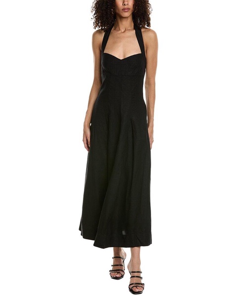 lulu halter linen-blend maxi dress