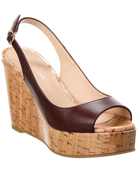 Stuart Weitzman Riveria Leather Slingback Wedge Sandal