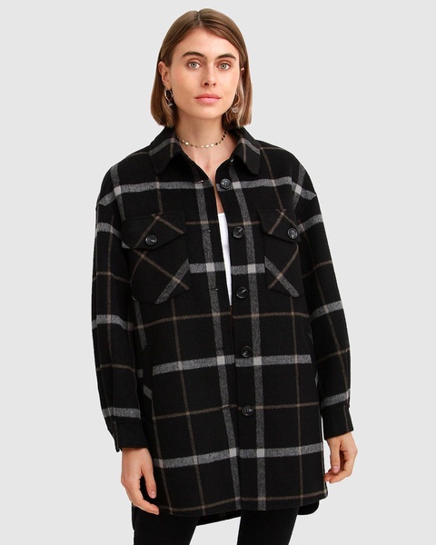 river’s edge plaid shacket - black plaid