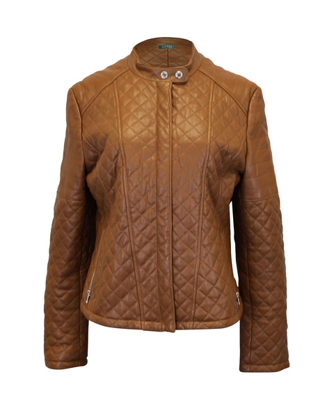 quilted jacket in brown leather