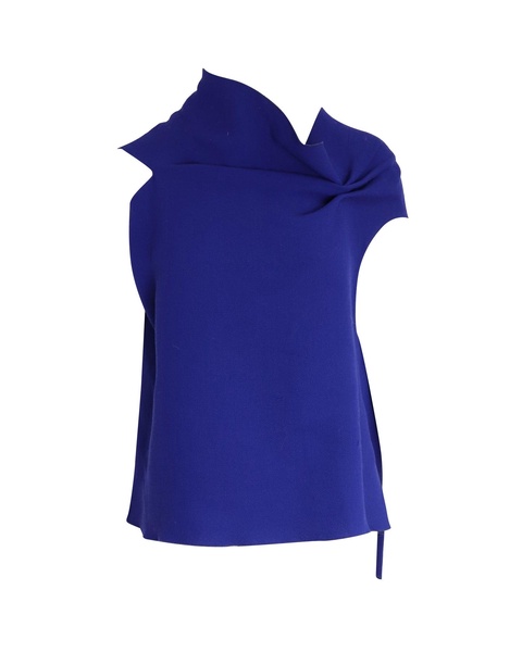 roland mouret asymmetric stylized top in blue wool