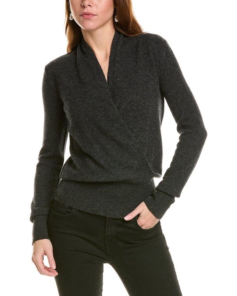 modern faux wrap cashmere sweater