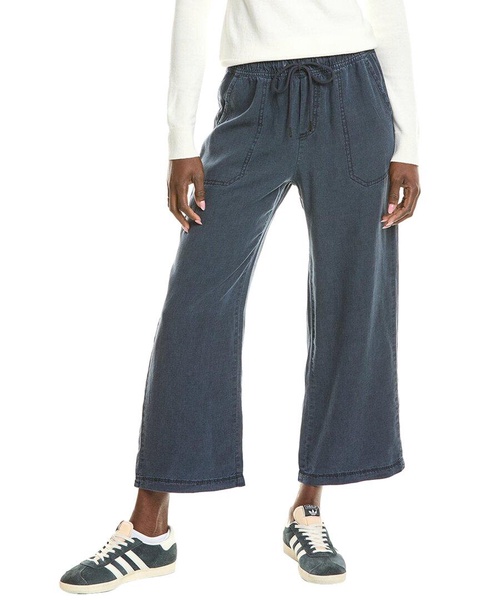 crop wide leg linen-blend pant