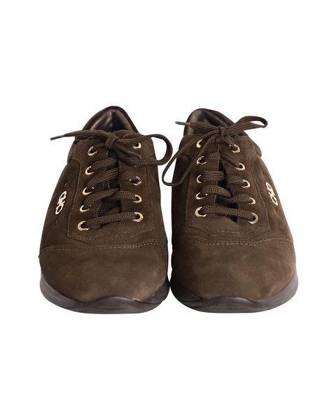 lace-up sneakers in brown suede