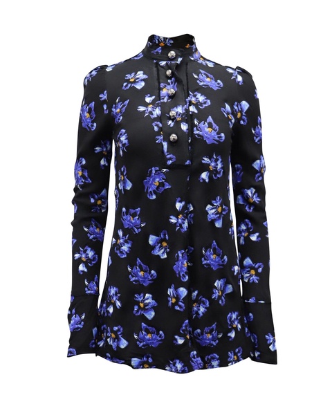 floral print crepe blouse in multicolor polyester