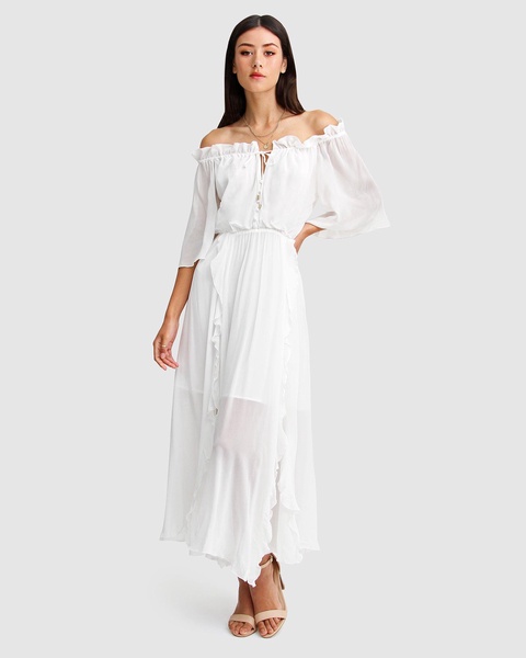 amour amour ruffled midi dress