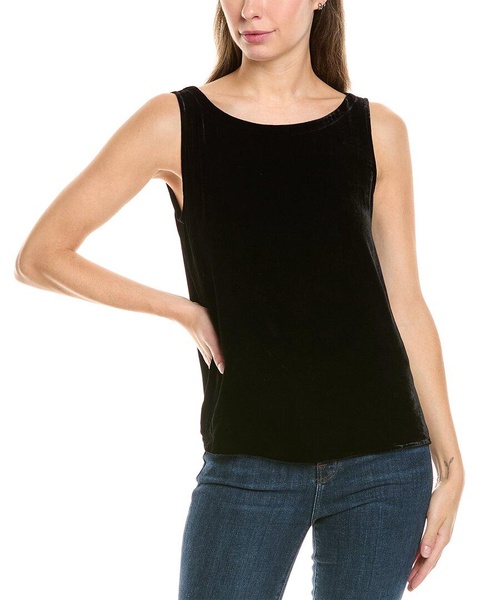 EILEEN FISHER Bateau Neck Silk-Blend Top