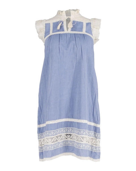 new york chambray lace dress in blue cotton