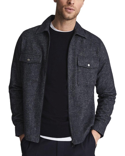 noah wool-blend drawn finish zip overshirt