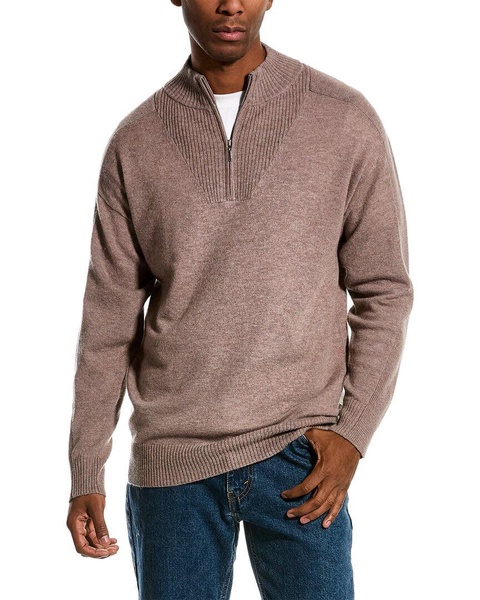 wool & cashmere-blend 1/4-zip mock sweater