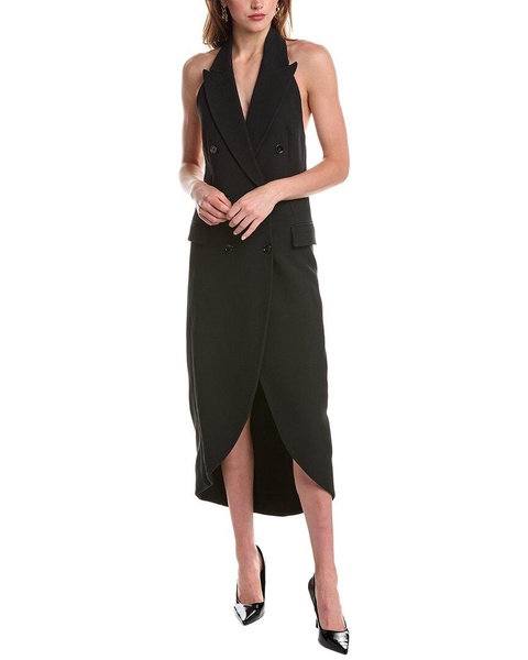 sable halter tuxedo midi dress