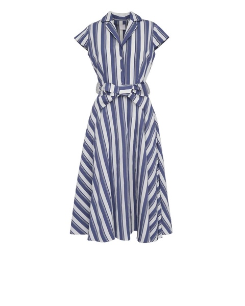 women's zoe short sleeve midi dress in blue stripes