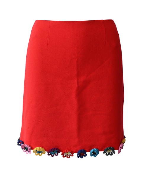 floral hem mini skirt in red laine