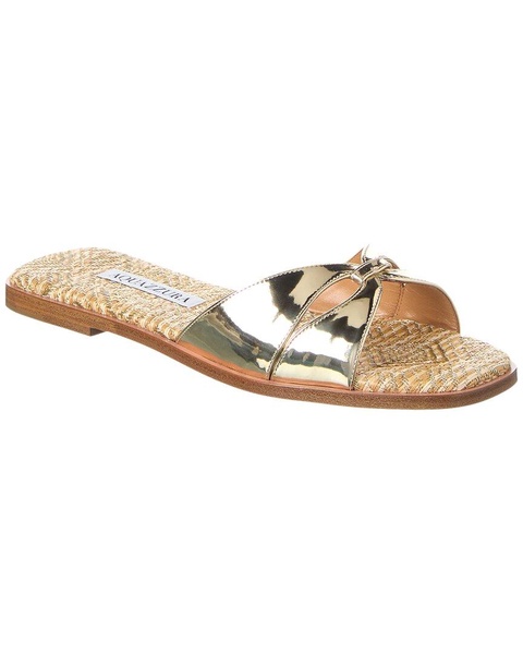 villette raffia & leather sandal