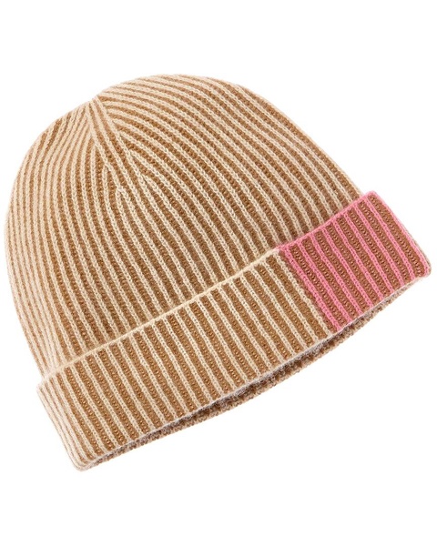 contrast plaited cashmere beanie