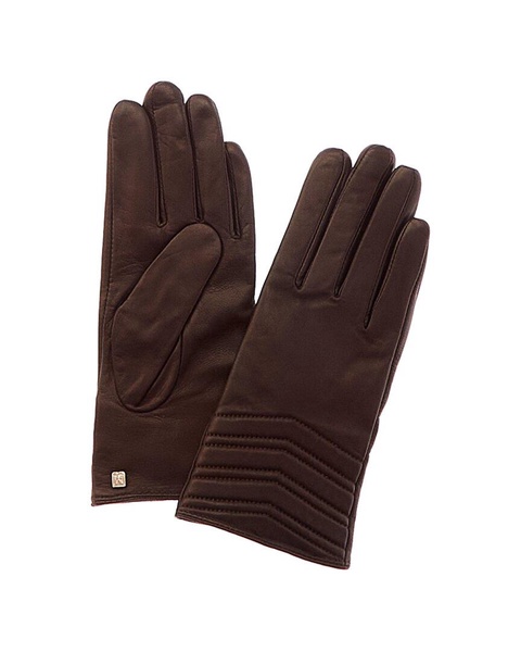 Bruno Magli Chevron Quilted Cashmere-Lined Leather Gloves