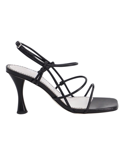 strappy high heel sandals in black calf leather