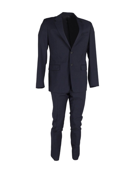 two-piece suit set in black wool