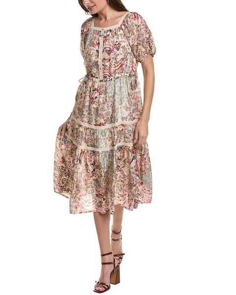 Johnny Was Jungle Paisley Zenovia Silk Midi Dress