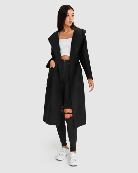 runaway wool blend robe coat