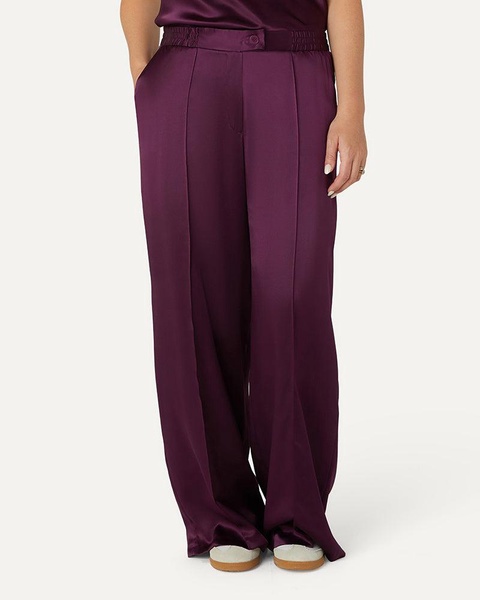 Lexi Sports Luxe Silk Trousers - Berry