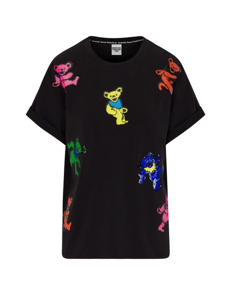 Grateful Dead Dancing Bears Sequin Oversized T-Shirt - Black