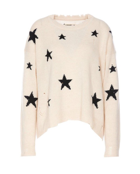 Zadig & Voltaire Star-Intarsia Distressed Knitted Jumper