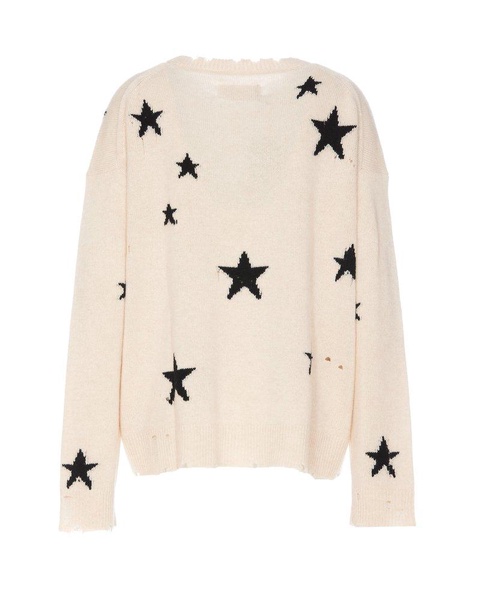 Zadig & Voltaire Star-Intarsia Distressed Knitted Jumper