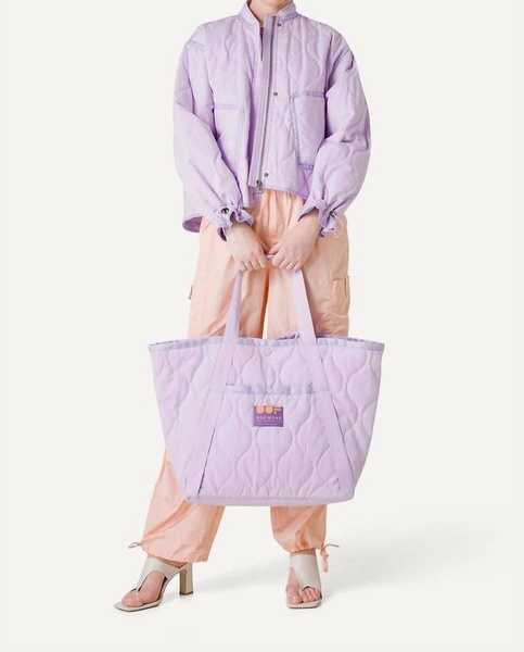 flared short quilted cotton jacket in lilac