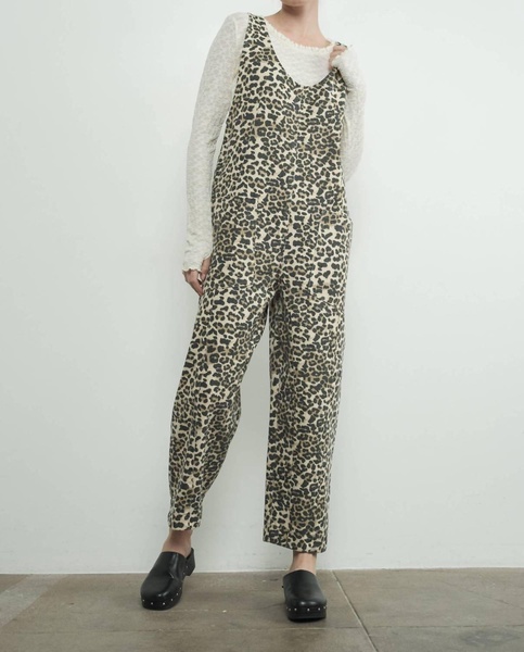 leopard print jumpsuit in brown multi