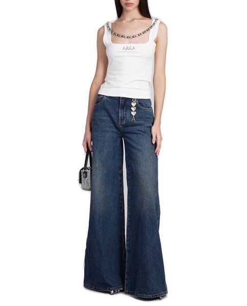 Area Embellished Heart Charm Wide Leg Jeans