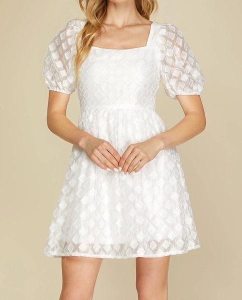 jacquard dress in white