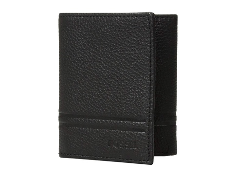 Fossil Men's Wilder Leather Trifold with Id Window Wallet, Black