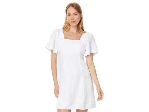 Square-Neck Mini Dress in 100% Linen