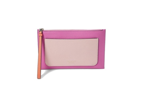 Ava Colorblocked Pebbled Leather Wristlet