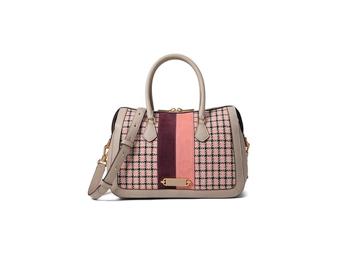 Gramercy Racing Stripe Plaid Twill Fabric Medium Satchel