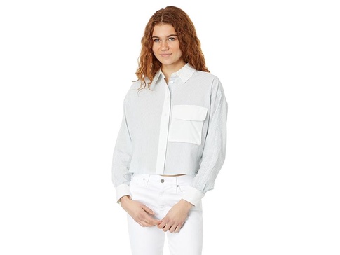 Flap-Pocket Crop Button-Up Shirt in Poplin