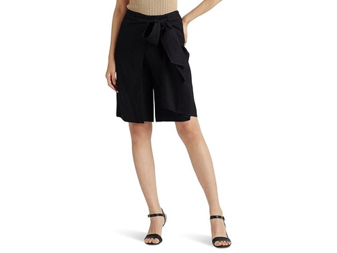 Tie Front Linen-Blend Twill Shorts