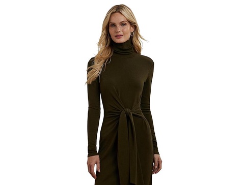 Tie-Front Turtleneck Sweater Dress