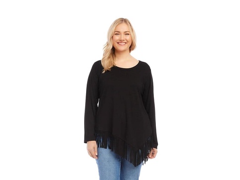 Plus Size Asymmetric Fringe Top