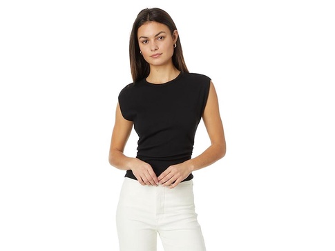 Joni Crew Neck Power Shoulder Top