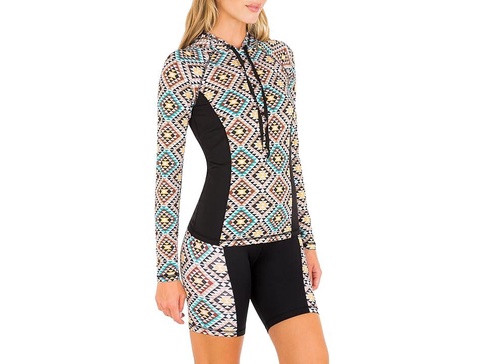 Mosaic Geo Long Sleeve Hoodie Rashguard