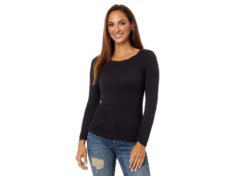 Slub Jersey Long Sleeve Twisted Scoop Neck Tee