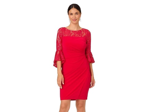 Belle Sleeve Stretch Lace and Jersey Cocktail Dress