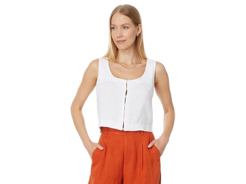 Scoopneck Crop Tank in 100% Linen