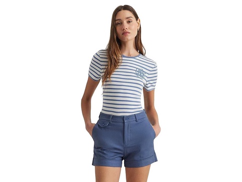 Petite Striped Stretch Cotton Crewneck Tee