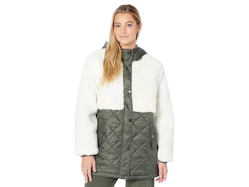 Hooded Sherpa Quilted Mix Media Jacket