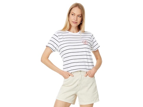 Embroidered Striped Short Sleve Tee